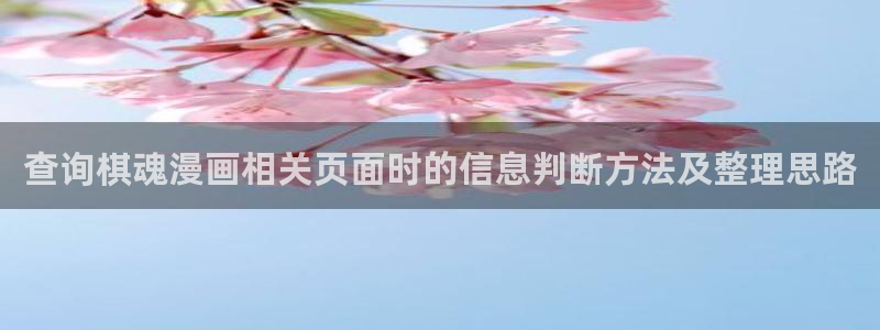 漫蛙漫画最新漫画推荐:查询棋魂漫画相关页面时的信息判断方法及整理思路